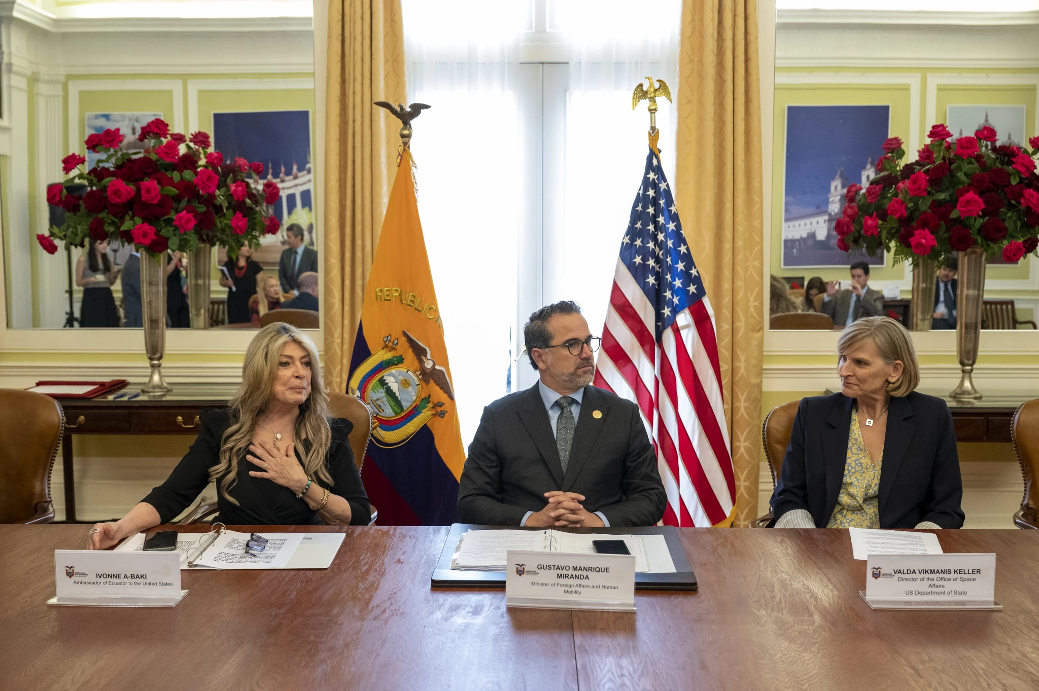 Ivonne A-Baki speaks during Ecuador’s Artemis Accords signing ceremony