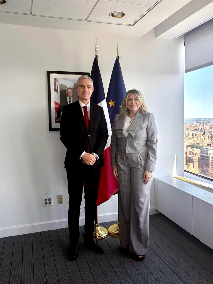 Ivonne A-Baki with Ambassador Jérôme Bonnafont.