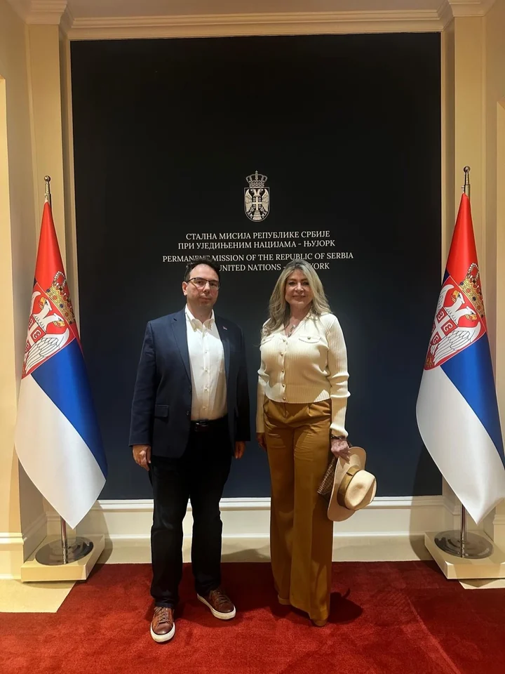 Ivonne A-Baki with the Serbian delegation.